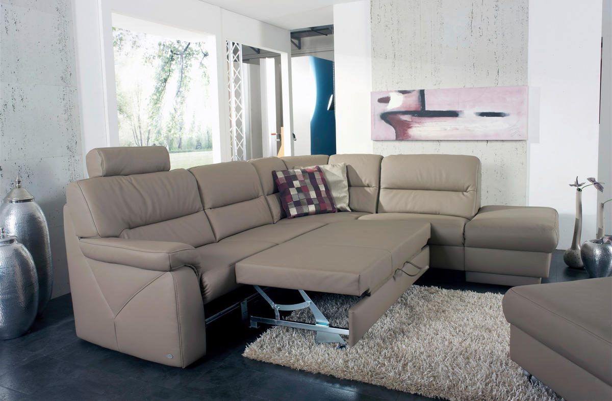 SEDEŽNA GARNITURA, pravo usnje bež  - črna/bež, Design, usnje (282/250cm) - Himolla