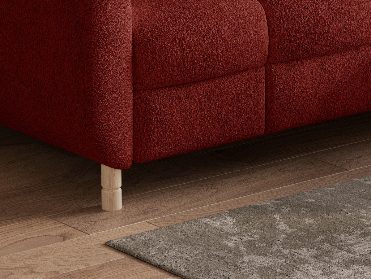 ECKSOFA BUN in Bouclé Rot  - Elfenbein/Rot, Design, Holz/Textil (209/276cm) - MID.YOU