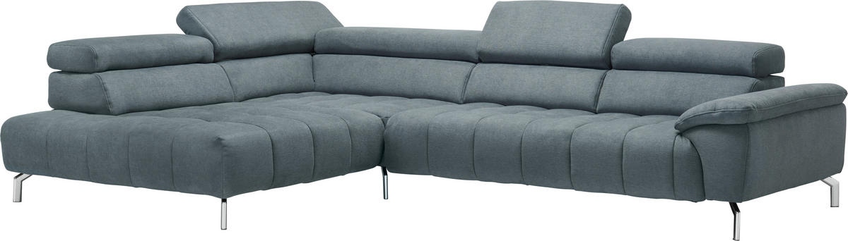 ECKSOFA Grau Chenille  - Chromfarben/Grau, Design, Textil/Metall (222/323cm) - Beldomo Style
