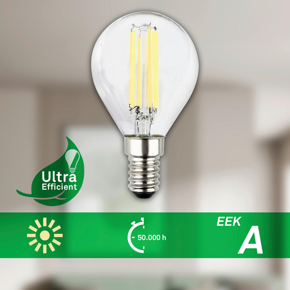 LED-LEUCHTMITTEL   E14 2,5 W 525 lm  - Silberfarben, Basics, Glas (4,5/8cm)