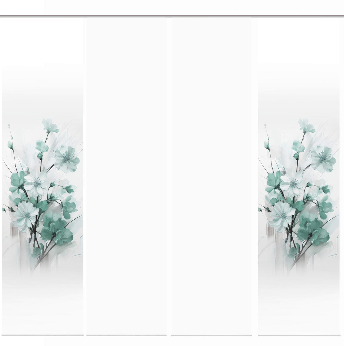 FLÄCHENVORHANG  4 Stück  blickdicht  60/245 cm   - Weiß/Mintgrün, Natur, Textil (60/245cm)