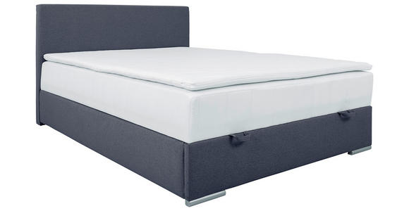 BOXBETT 90/200 cm in Dunkelblau - Chromfarben/Dunkelblau, KONVENTIONELL, Kunststoff/Textil (90/200cm) - Carryhome