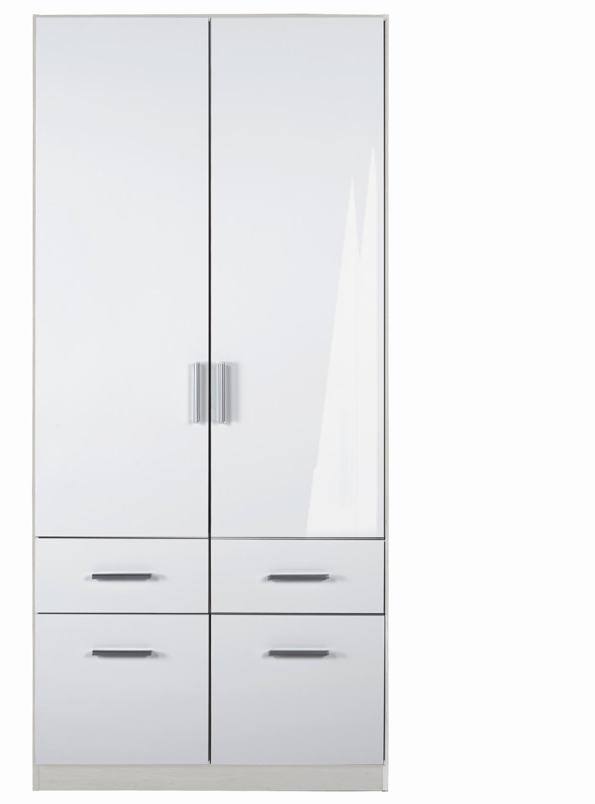 DREHTÜRENSCHRANK in Weiss  - Weiss/Alufarben, Konventionell, Holzwerkstoff/Kunststoff (91/197/54cm) - Carryhome