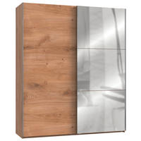 SCHWEBETÜRENSCHRANK Silberfarben, Eichefarben  - Chromfarben/Eichefarben, Modern, Holzwerkstoff (200/236/65cm) - MID.YOU