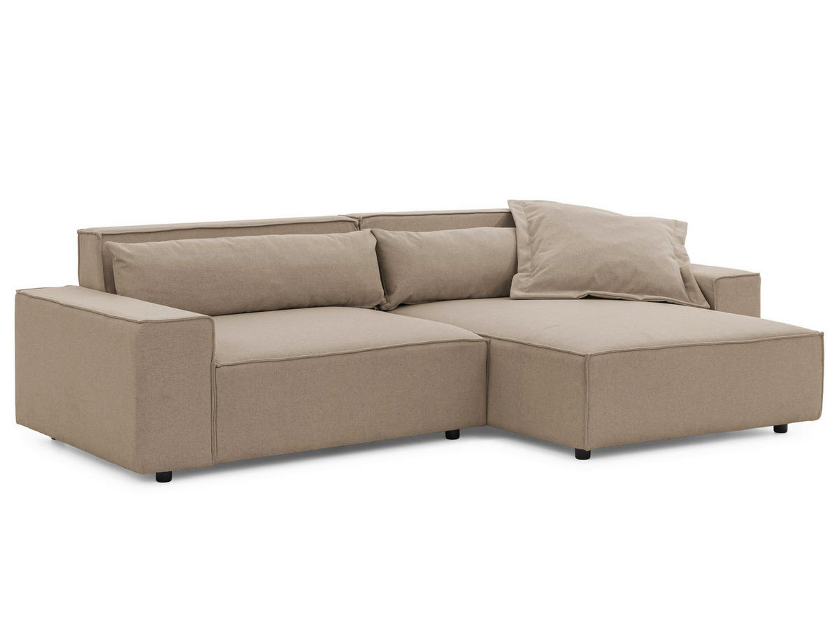 ECKSOFA Curduroy in Webstoff Hellbraun Rückenkissen  251/142 cm  - Hellbraun/Schwarz, Design, Kunststoff/Textil (251/142cm) - P & B