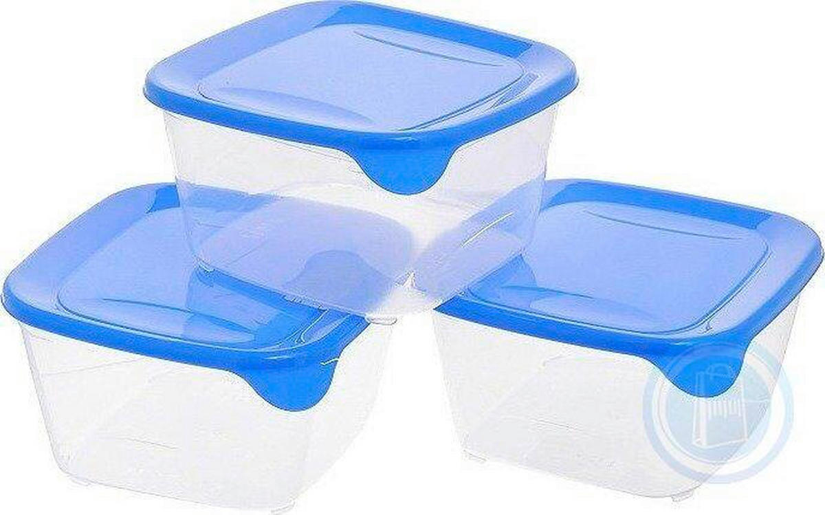 SET POSOD ZA SHRANJEVANJE     15/15/11,5 cm         - modra/prozorno, Basics, umetna masa (15/15/11,5cm) - Curver