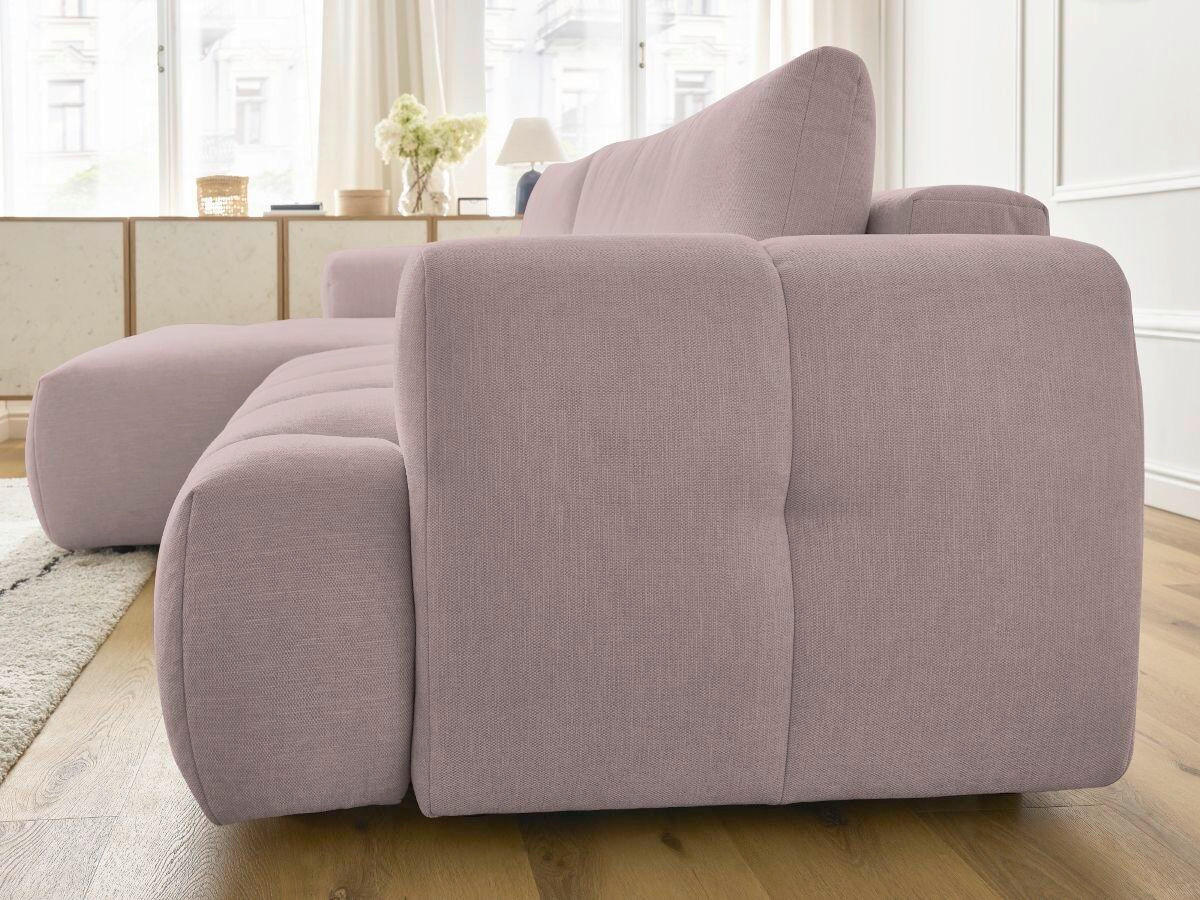ECKSCHLAFSOFA FUJI Leinenoptik Pink  inkl.  - Pink/Schwarz, MODERN, Kunststoff/Textil (160/292cm)