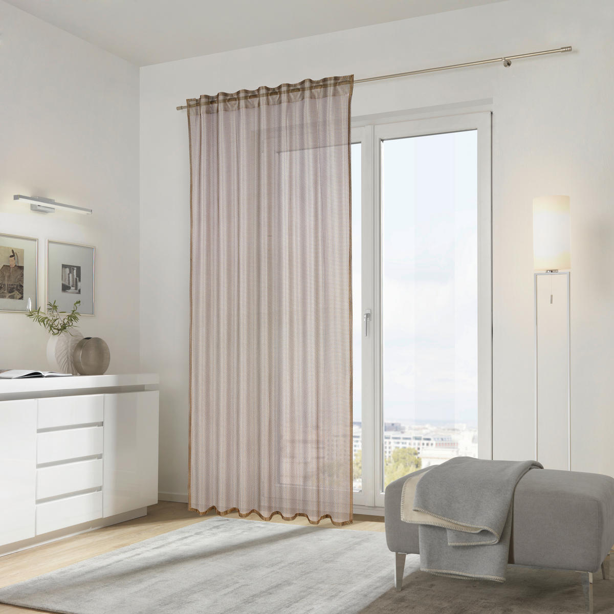 FERTIGVORHANG  transparent  140/245 cm   - Goldfarben/Petrol, Design, Textil (140/245cm) - Dieter Knoll