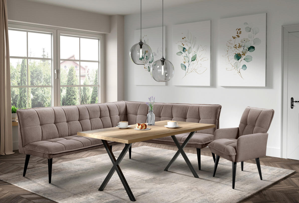 KLUPA KUTNA  bež  drvo, tekstil, drvni materijal      - bež/crna, Moderno, drvni materijal/drvo (260/201cm) - Livetastic