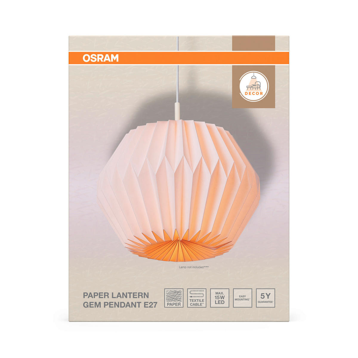 HÄNGELEUCHTE 35/138 cm  - Weiß, Basics, Papier/Metall (35/138cm) - Osram