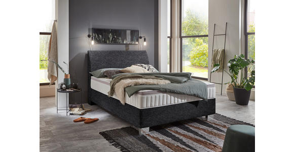 BOXSPRINGBETT 140/200 cm  in Anthrazit  - Chromfarben/Anthrazit, KONVENTIONELL, Kunststoff/Textil (140/200cm) - Hom`in