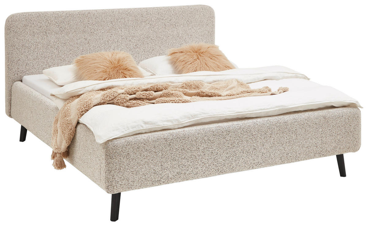 POLSTERBETT 120/200 cm, {[inkl. ],item.attr('349-543'),[, ]} - Beige/Schwarz, Design, Holz/Textil (120/200cm) - Xora