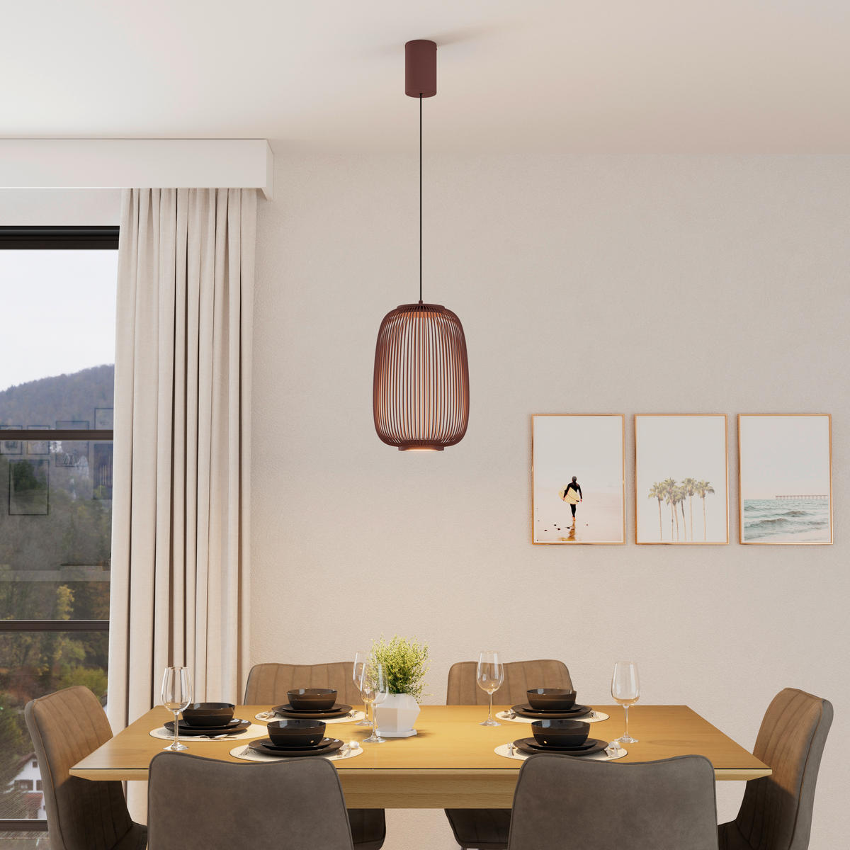 LED-HÄNGELEUCHTE Cage 22,5/50-150 cm  - Braun, Design, Kunststoff/Metall (22,5/50-150cm) - Dieter Knoll