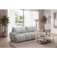 SCHLAFSOFA ALBA in Struktur Hellgrau  - Hellgrau/Schwarz, Design, Holz/Holzwerkstoff (242/93/104cm) - MID.YOU