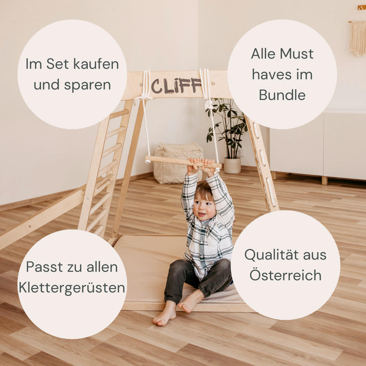 KLETTERGERÜST ZUBEHÖR - Birkefarben, Basics, Holz (112cm) - CLIFF