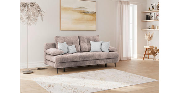 SCHLAFSOFA  mit Liegefunktion, Schlafen auf Sitzhöhe, Rücken echt Chenille Rosa  - Schwarz/Rosa, KONVENTIONELL, Textil/Metall (203/94/96cm) - Carryhome