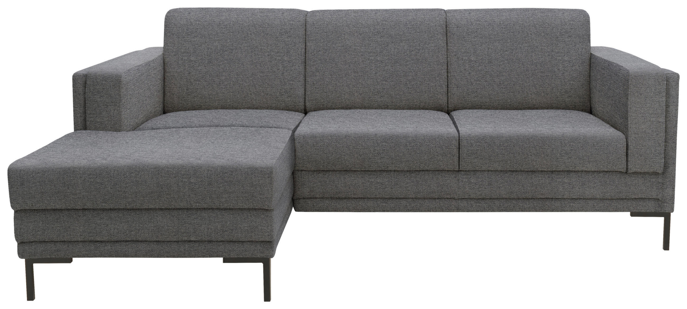 ECKSOFA in Webstoff Grau  214/146 cm  - Schwarz/Grau, Design, Textil/Metall (214/146cm) - LOOKS by W.Joop