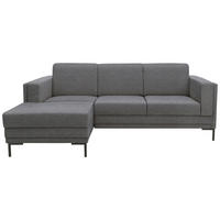 ECKSOFA in Webstoff Grau  214/146 cm  - Schwarz/Grau, Design, Textil/Metall (214/146cm) - LOOKS by W.Joop