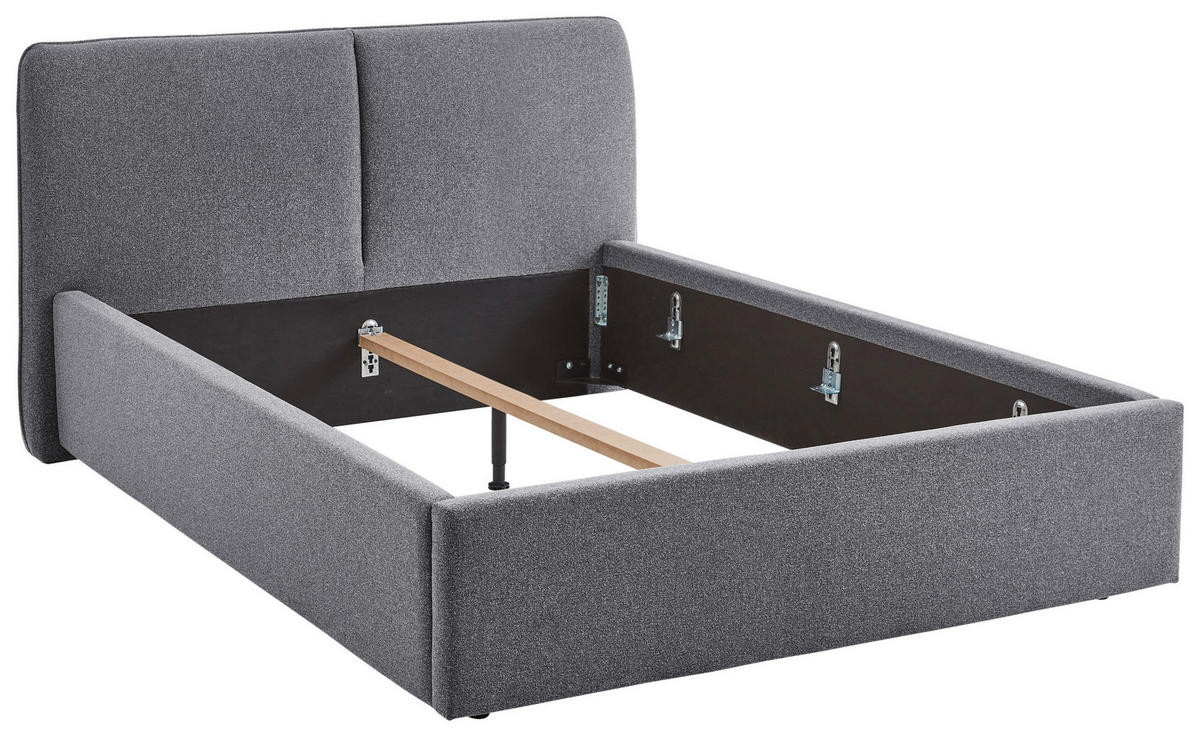 POLSTERBETT 140/200 cm,  in Grau,  - Schwarz/Grau, Design, Holz/Textil (140/200cm) - Stylife