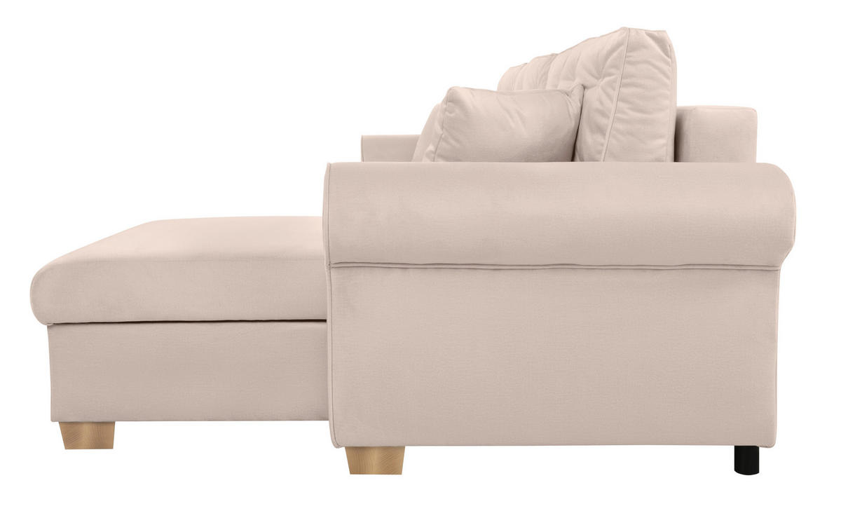 ECKSOFA in Beige  - Beige/Buchefarben, Design, Holz/Textil (266/161cm) - MID.YOU