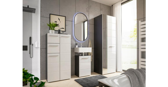 HOCHSCHRANK 60/190/45 cm  - Chromfarben/Weiß Hochglanz, KONVENTIONELL, Glas/Holzwerkstoff (60/190/45cm) - Xora