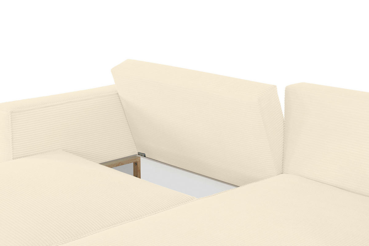 ECKSOFA Beige Feincord  - Beige/Schwarz, KONVENTIONELL, Kunststoff/Textil (242/151cm) - Carryhome