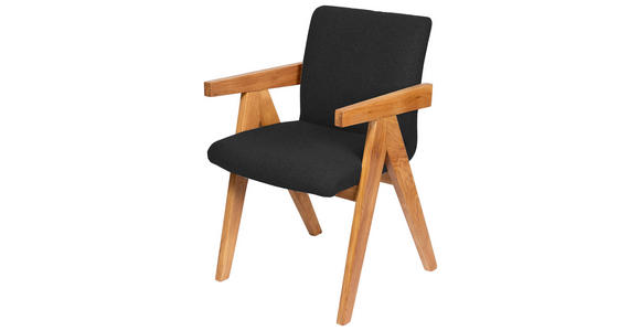 ARMLEHNSTUHL in Holz, Textil Anthrazit  - Eichefarben/Anthrazit, KONVENTIONELL, Holz/Textil (53,5/83/62cm) - Linea Natura