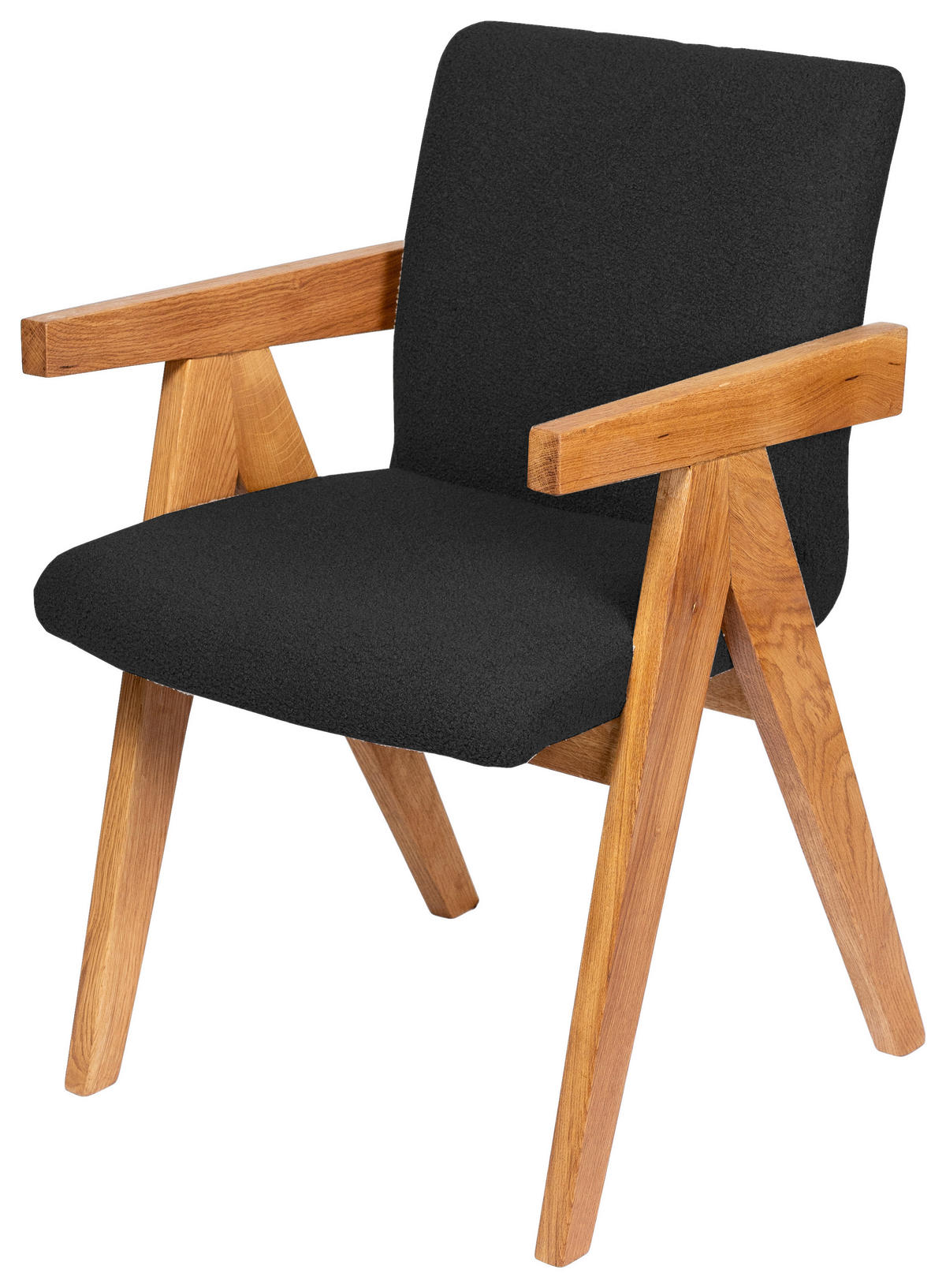 ARMLEHNSTUHL  in Bouclé  - Eichefarben/Anthrazit, KONVENTIONELL, Holz/Textil (53,5/83/62cm) - Linea Natura