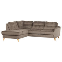 ECKSOFA Beige Samt  - Beige/Buchefarben, Design, Holz/Textil (190/236cm) - Livetastic