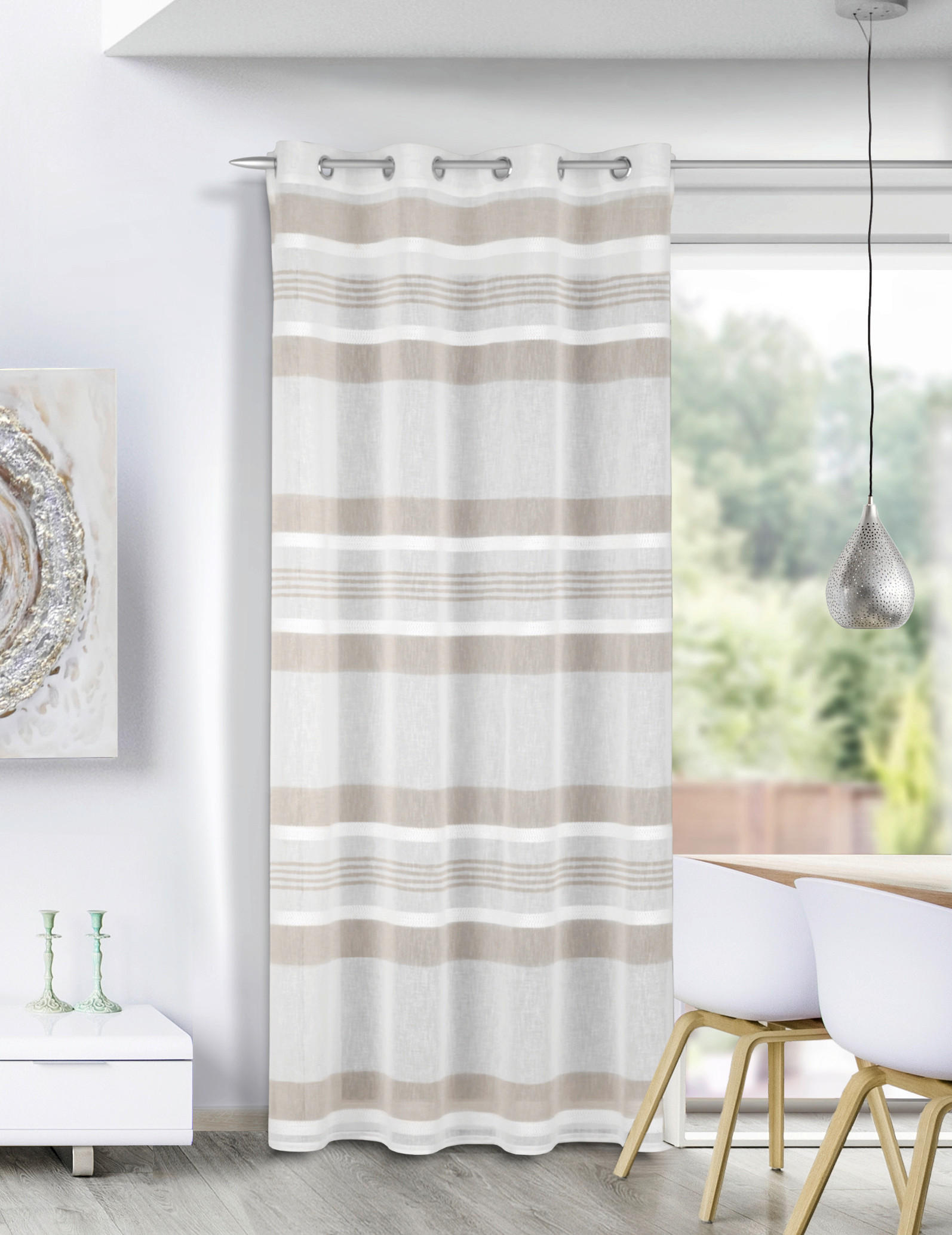 ÖSENVORHANG halbtransparent  - Beige/Creme, Basics, Textil (135/245cm)