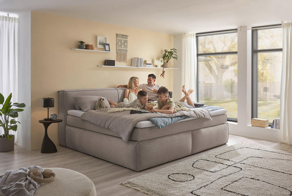FAMILIENBOXSPRINGBETT - Taupe/Schwarz, LIFESTYLE, Kunststoff/Textil (240/200cm) - Esposa