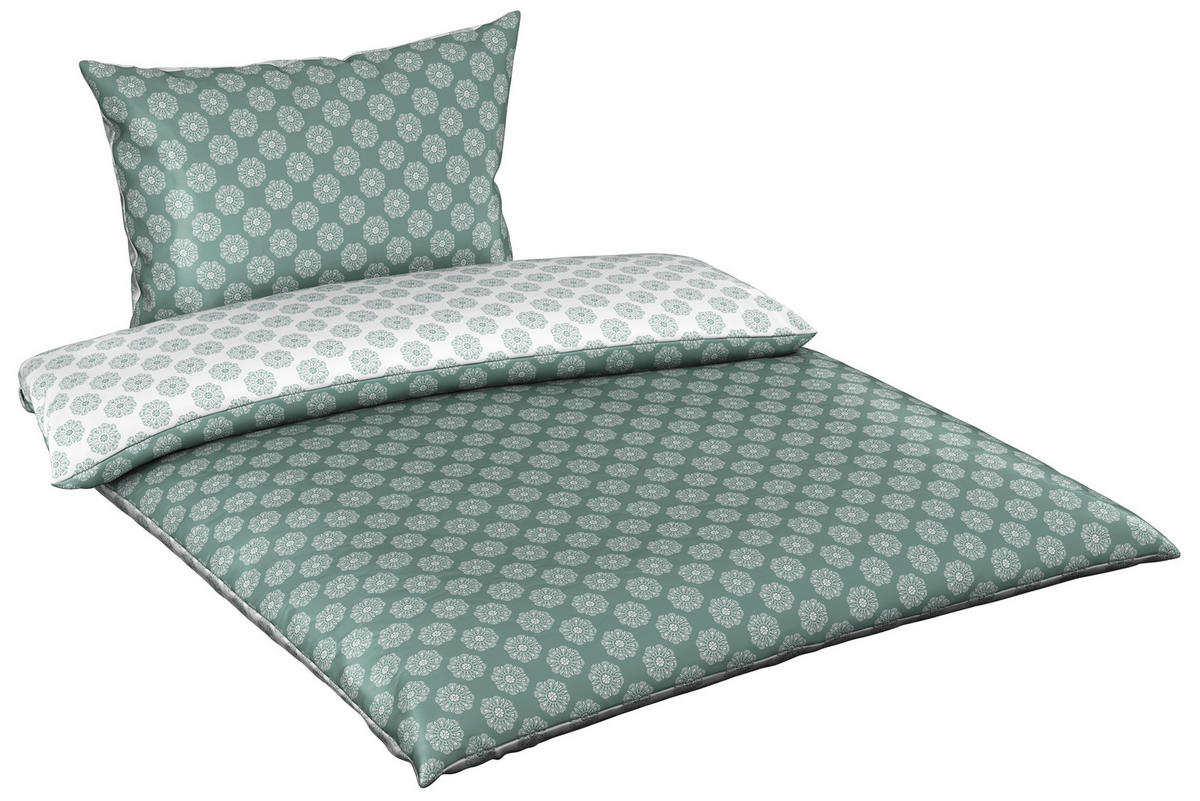 BETTWÄSCHESET Wycom Satin 160/210 cm  50 cm/70 cm  - Grün, Konventionell, Textil (160/210cm) - Esposa