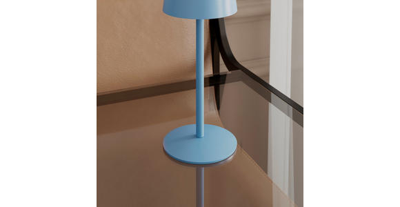 AKKU-TISCHLEUCHTE 9/22 cm  - Hellblau, Basics, Metall (9/22cm) - Novel