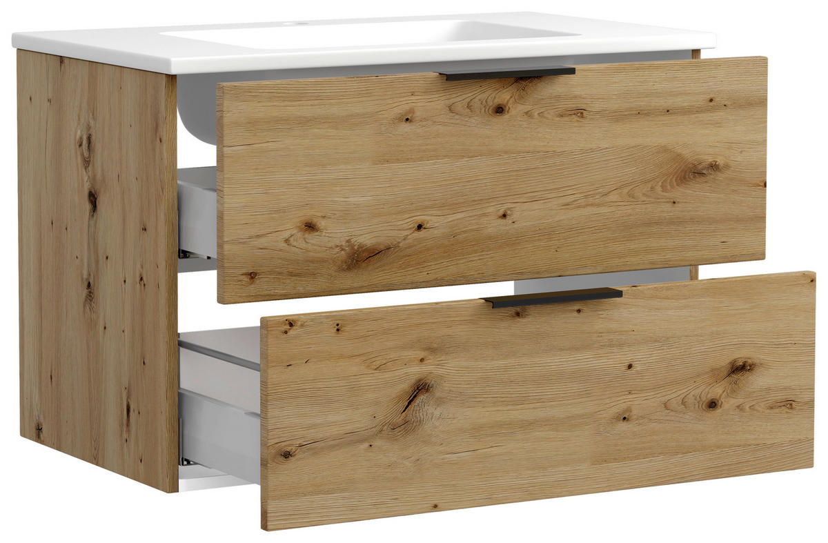 WASCHTISCHKOMBI  - Schwarz/Eiche Artisan, MODERN, Keramik/Holzwerkstoff (80/54/47cm) - Held