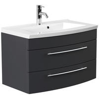 UMIVAL. ENOTA Z UMIVALNIKOM  - bela/barve grafita, Trend, kamen/kovina (80cm) - MID.YOU