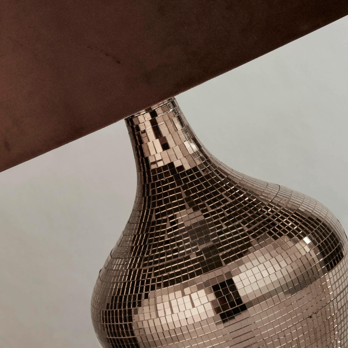 TISCHLEUCHTE Mosaic 30/54 cm   - Chromfarben/Braun, Design, Leder/Glas (30/54cm) - Searchlight