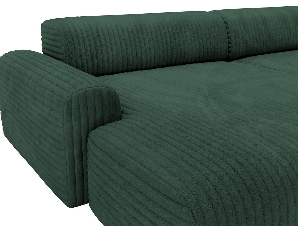 ECKSOFA in Cord Waldgrün  - Waldgrün/Schwarz, Design, Kunststoff/Textil (178/292cm) - Livetastic