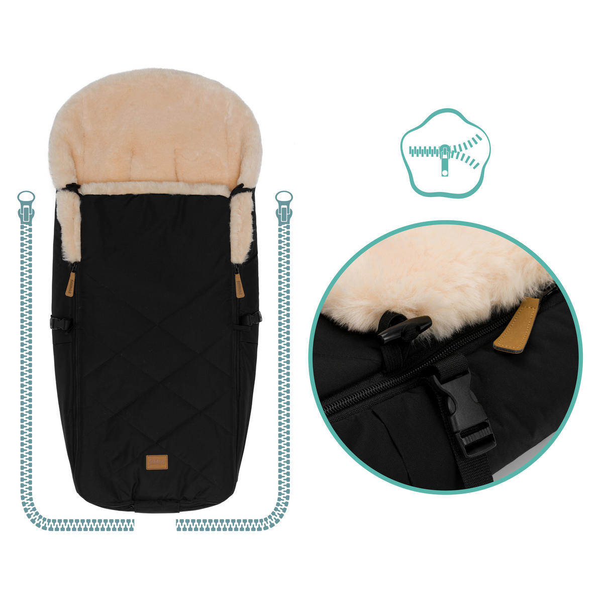 BUGGY-FUSSSACK Vegan  - Schwarz, Trend, Kunststoff/Textil (50/100cm) - Jimmylee