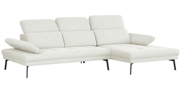 ECKSOFA Ottomane rechts, Eckteil  More_LZ Creme Webstoff  - Creme/Schwarz, Design, Textil/Metall (296/188cm) - Xora