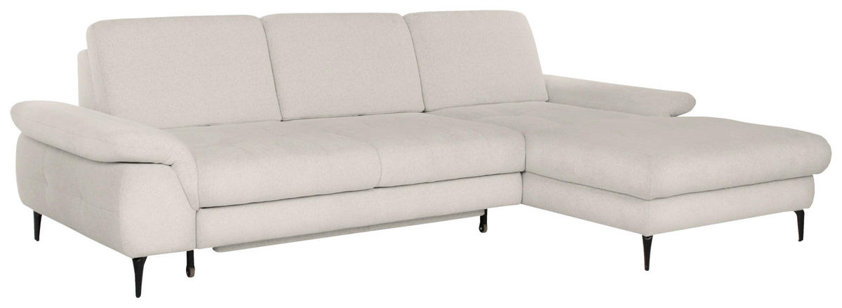 ECKSOFA ALMA in Chenille Creme  285/191 cm  - Creme/Schwarz, Design, Textil/Metall (285/191cm) - Livetastic