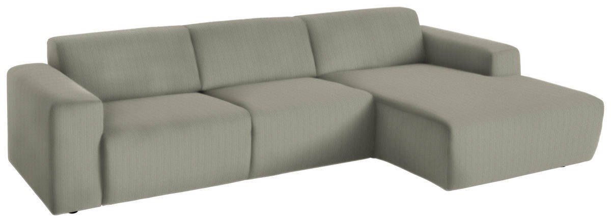 ECKSOFA in Feincord Taupe  - Taupe/Schwarz, Design, Kunststoff/Textil (301/177cm) - Beldomo Style