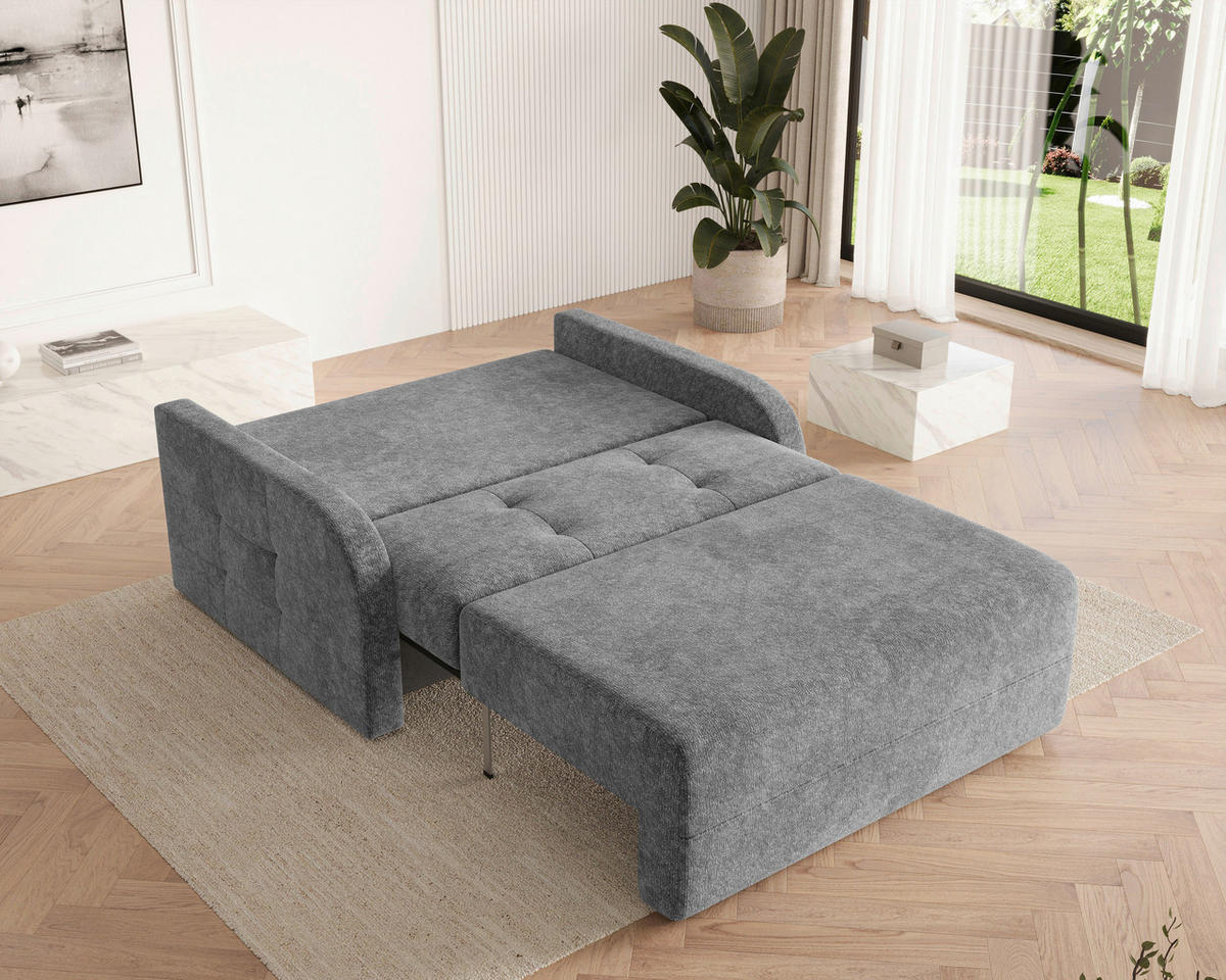 SCHLAFSOFA Chenille Dunkelgrau  inkl. Bettkasten, Schlaffunktion, Rücken echt, Liegefläche im Originalstoff  - Dunkelgrau/Schwarz, MODERN, Kunststoff/Textil (190/90/100cm) - Milino