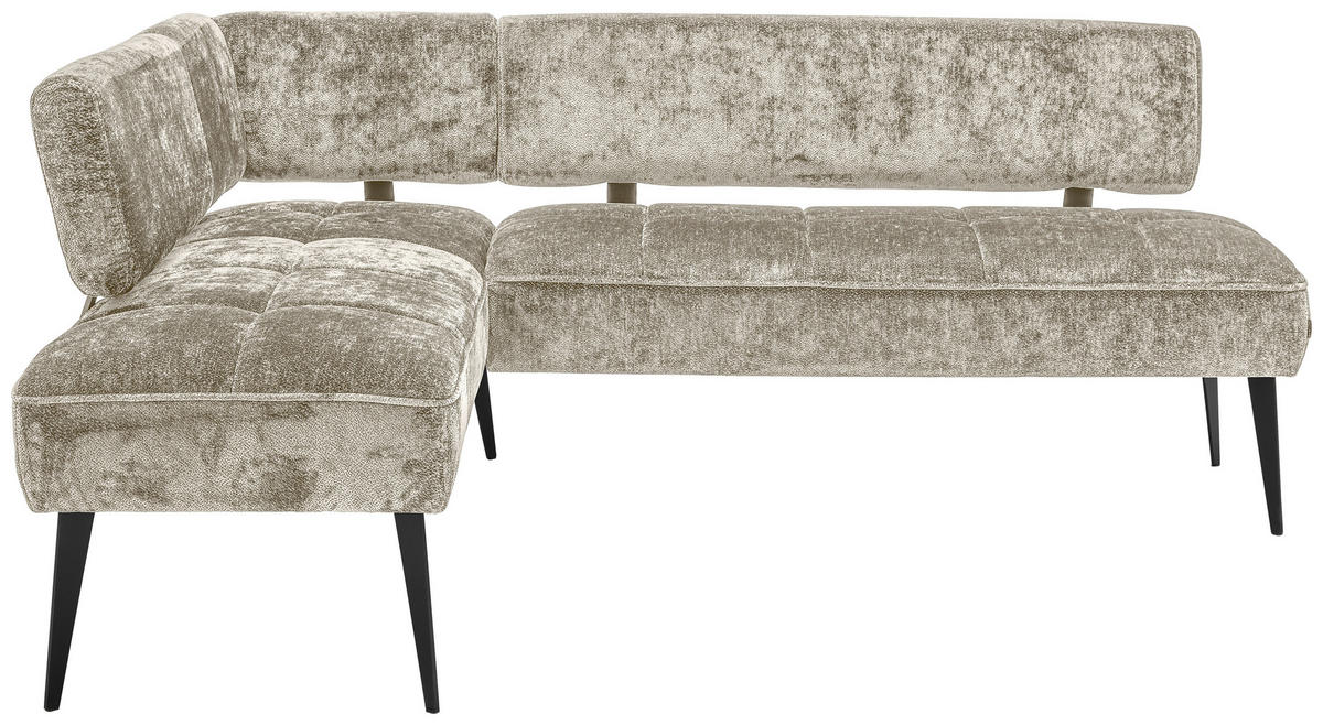 ECKBANK 162/212 cm Webstoff Taupe Metall   - Taupe/Schwarz, MODERN, Textil/Metall (162/212cm) - Welnova
