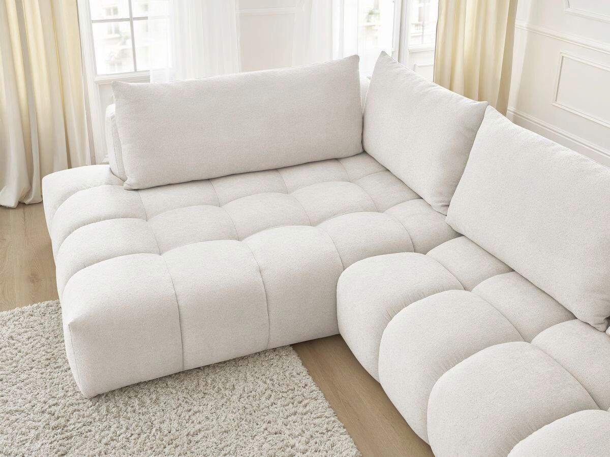 ECKSOFA Ottomane links  EVEREST Weiß Struktur  - Schwarz/Weiß, MODERN, Kunststoff/Textil (352/210cm) - Livetastic