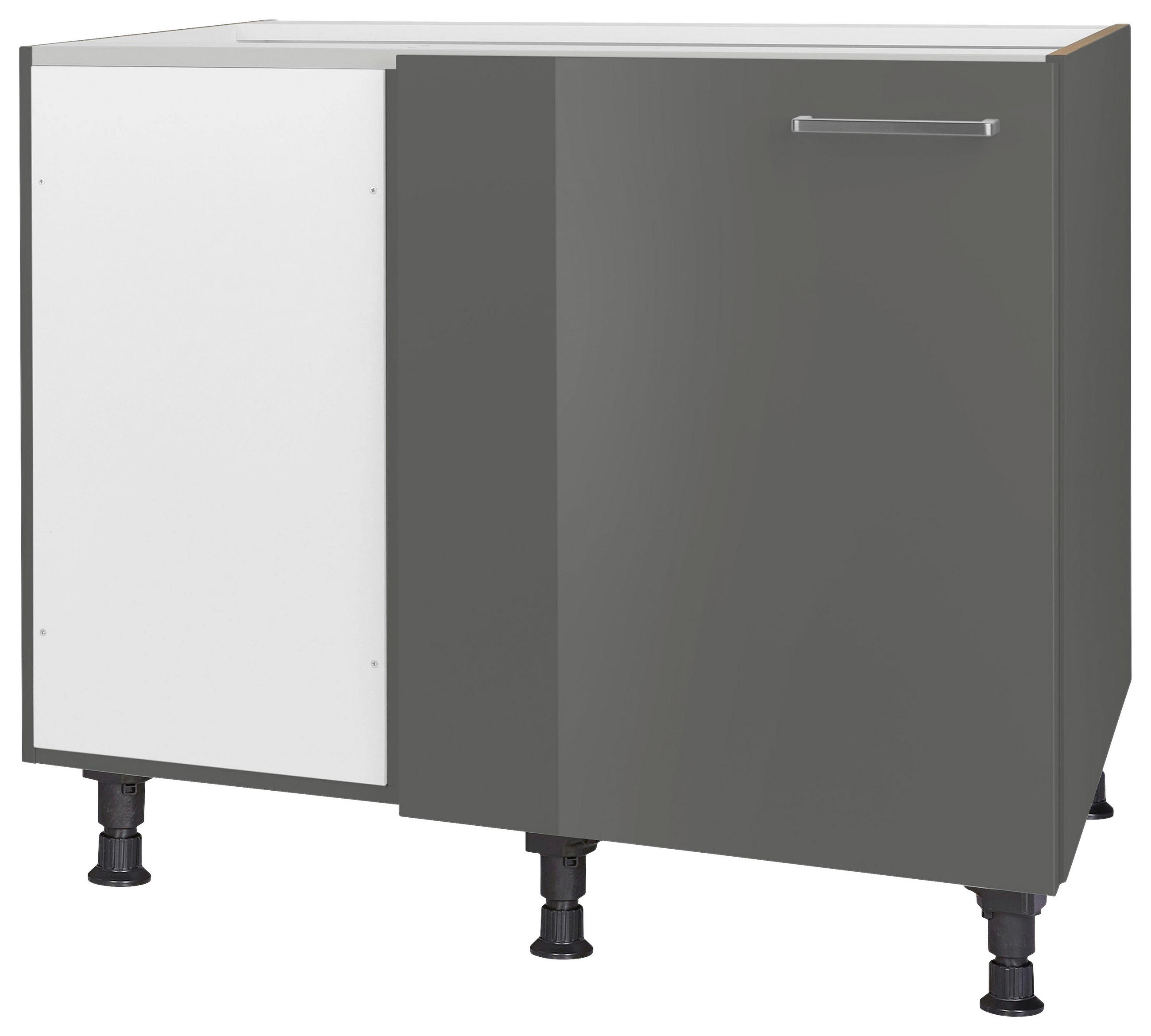 ECKUNTERSCHRANK 125/87/65 cm  - Schieferfarben/Edelstahlfarben, MODERN, Holzwerkstoff/Metall (125/87/65cm) - Nobilia