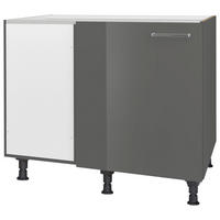 ECKUNTERSCHRANK 125/87/65 cm  - Schieferfarben/Edelstahlfarben, MODERN, Holzwerkstoff/Metall (125/87/65cm) - Nobilia