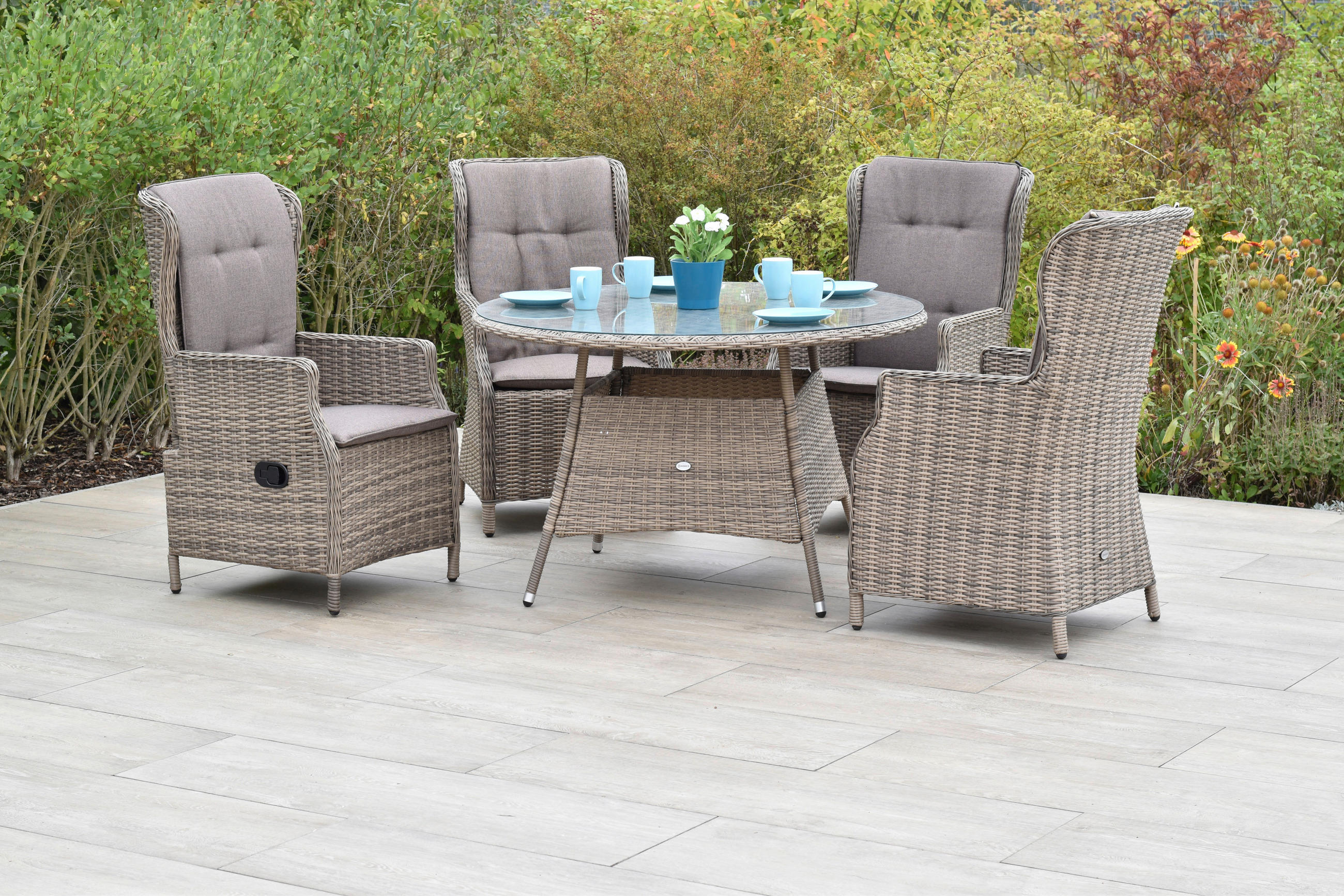 GARTENSET 9-teilig - Naturfarben/Grau, MODERN, Kunststoff/Textil - Gardenson