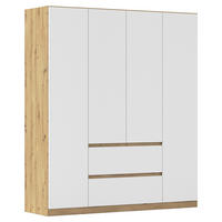 DREHTÜRENSCHRANK in Weiss, Eiche Artisan  - Weiss/Eiche Artisan, Basics, Holzwerkstoff (181/210/54cm) - Rauch Möbel