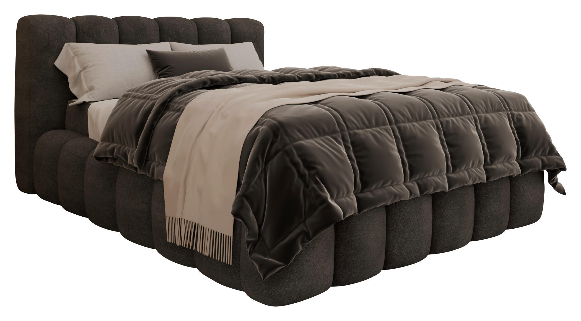 POLSTERBETT Bettkasten Graphitfarben 140/200 cm  - Schwarz/Graphitfarben, Trend, Kunststoff/Textil (140/200cm) - Esposa