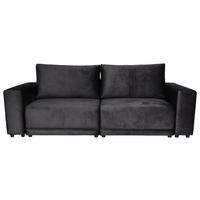 BIGSOFA in Velours Anthrazit  - Anthrazit/Schwarz, Design, Kunststoff/Textil (256/88/120cm) - home24